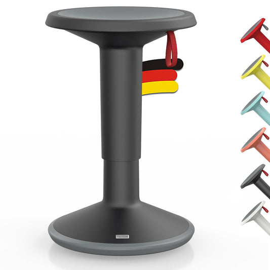 Interstuhl UPis1 - ergonomic sitting stool with rocking effect - height adjustable - stool with non-slip base & tilt protection - office stool (Black, UP Design Stool)