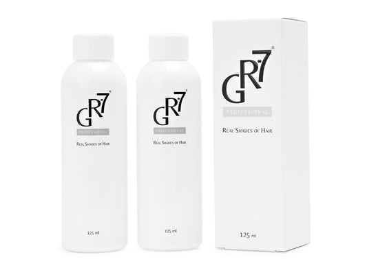 GR-7 Lotion Against Gray Hair 125ml - Hair Repigmentation 2 Pieces - Gray Hair - Hair Tonic Anti Grey Hair - Anti Gray Hair Men and Women - Gray Hair Away - Shampoo Against Gray Hair