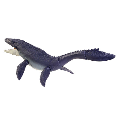 Jurassic World HNJ57 - Dominion Mosasaurus dinosaur action figure, 70 cm tall with movable joints, physical & digital play, dinosaur toy for children ages 4 and up.