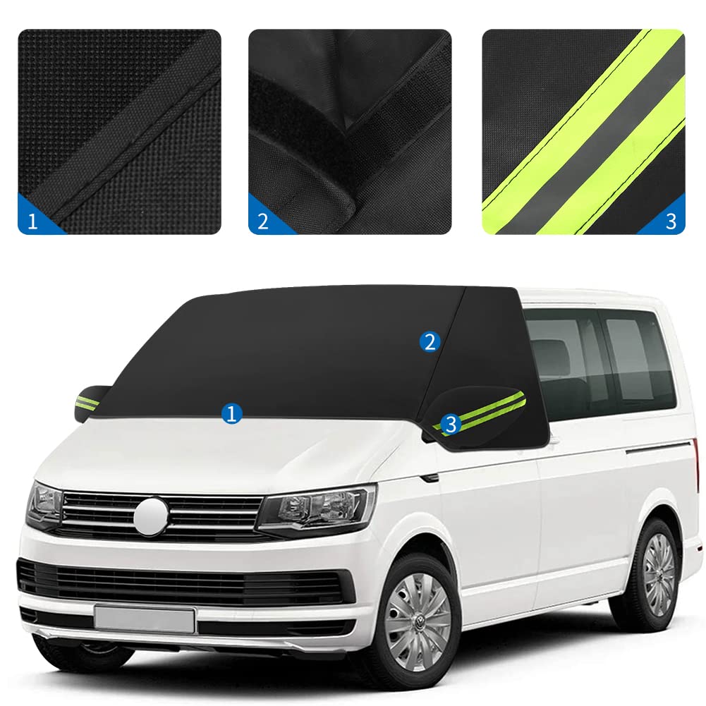 Opaltool Car Windshield Cover for VW T6, 600D Front Windshield Cover Front Windshield Wrap Cover Waterproof Weatherproof Anti-Frost Windshield Cover Windshield Cover