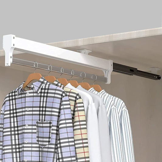 Pull-out clothes rail for pulling out the hangers Adjustable wardrobe clothes rail -500mm