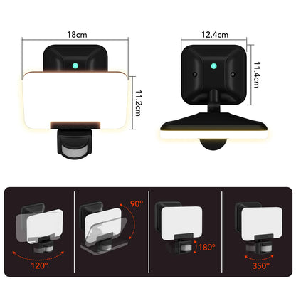 OREiN LED floodlight with motion sensor outdoor 2800LM, 2700/4000/6500K warm/neutral/cold white super bright 24W outdoor spotlight with 3 lighting modes, IP65 waterproof floodlight for garage, yard, front door