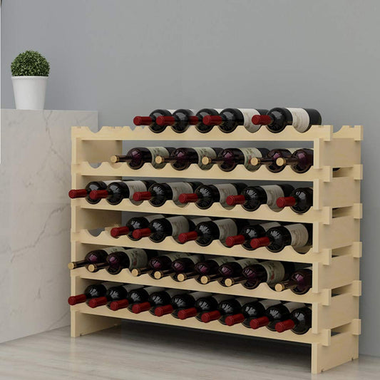 SogesHome wine rack, stackable, 6-tier storage for 60 bottles. Made of wood.