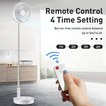 AICase Battery Operated Table and Stand Fan with Remote Control, Quiet 4-Speed Portable Fan, Adjustable Height Foldable; Ø 19.7 cm 7200mAh Rechargeable, includes USB-C Charging Cable.