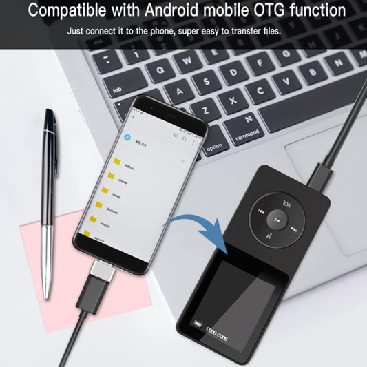MP3 player with Bluetooth 5.0, HiFi music player with voice recording for sports, running, walking, FM radio, e-book, video playback, gifts for students.