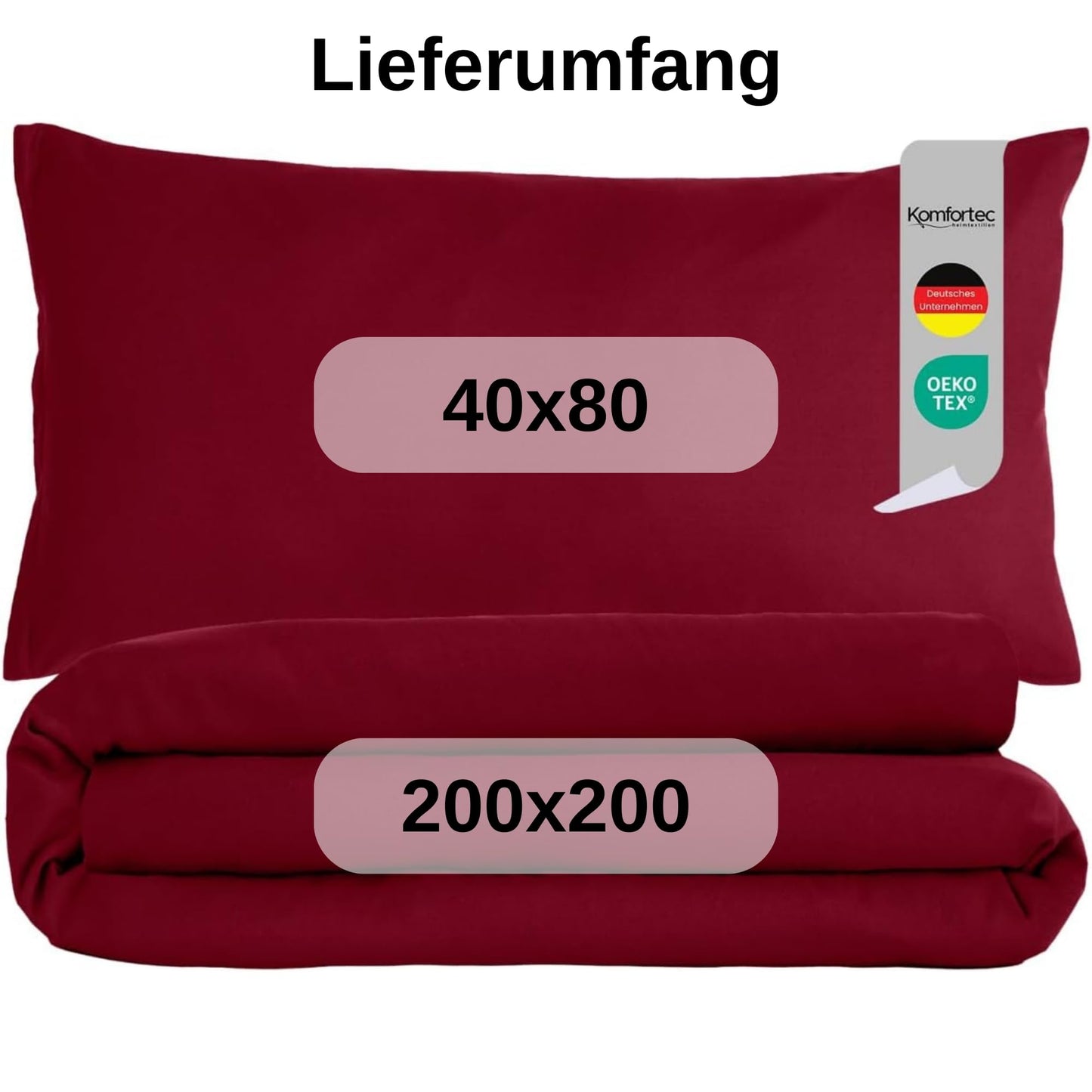 Comfortec Premium bedding set 200x200 with 2 pillowcases 40x80 cm made of brushed microfiber - Red