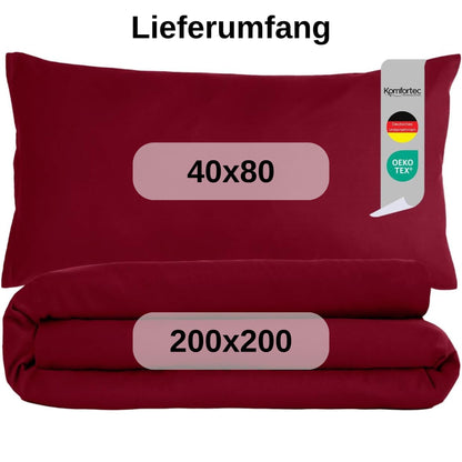 Comfortec Premium bedding set 200x200 with 2 pillowcases 40x80 cm made of brushed microfiber - Red