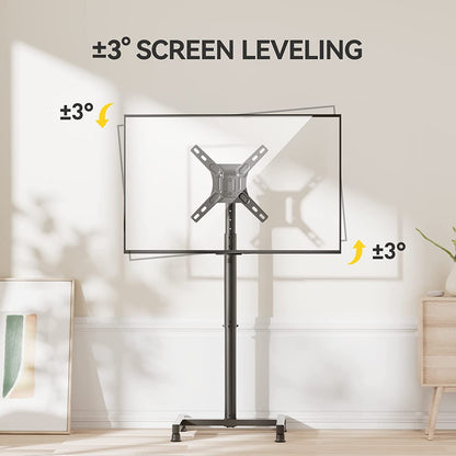 AM alphamount TV Stand TV Floor Stand for 13-50 Inch Flat & Curved TVs up to 20 KG, Monitor TV Stand with Tilt, Adjustable TV Stand Foot Max. VESA 200 x 200 mm