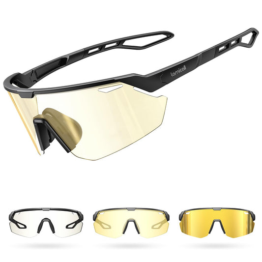 Lamicall cycling glasses for men, quick glasses for women - [3S self-tinting] [28g TR-90 ultralight] cycling sunglasses with adjustable nose pads & temples, UV400 running glasses sports glasses for cycling/running.