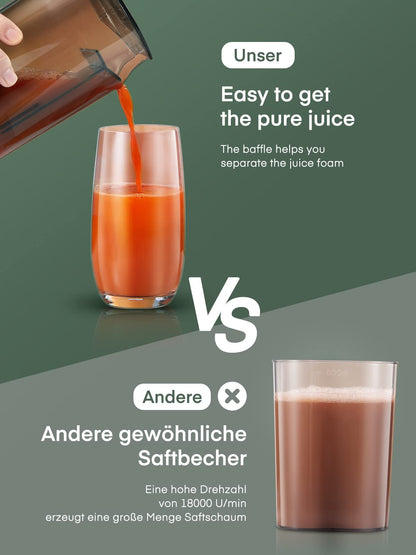 HOUSNAT Vegetable and Fruit Juicer, Max 800W Juicer Machine made of stainless steel with 3 speed levels, 65mm large mouth feed chute centrifugal juicer, easy to clean, BPA-free, 400W.