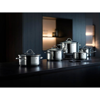 WMF Provence Plus Vegetable Soup Pot Induction 24cm, glass lid, large cooking pot 8.8l, polished Cromargan stainless steel, uncoated large pot, oven-safe