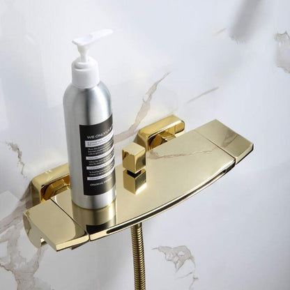 Bathtub faucet waterfall faucet bathtub mixer with shower tub faucet, tub faucet waterfall, bathtub faucet set, brass bathtub faucets (gold)