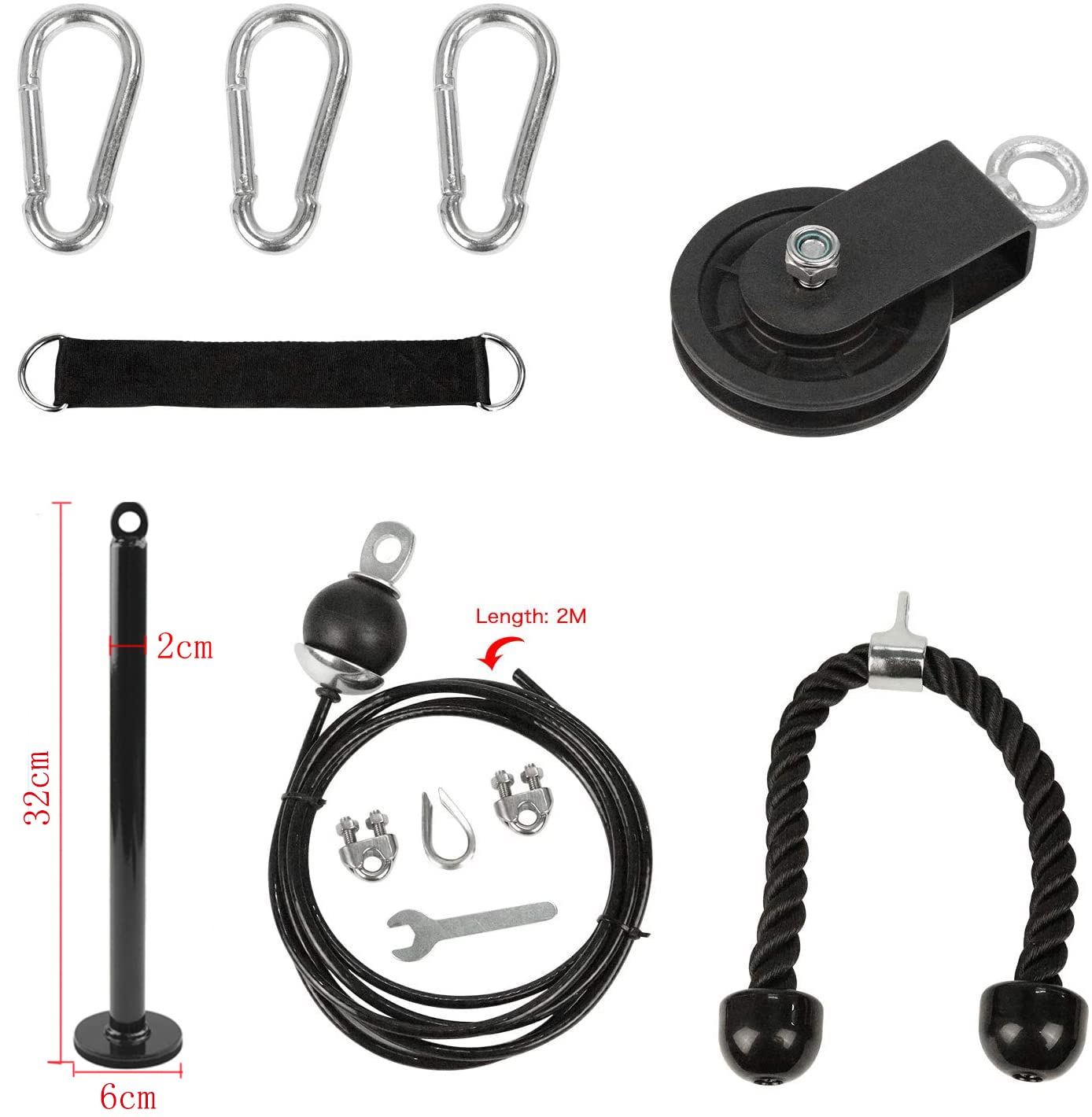 LFJ Lat Pull Fitness, Cable Pull Pulley Fitness Forearm Trainer Arm Strength Training Triceps Weight Fitness Equipment Trainer Home Gym DIY Pulley System