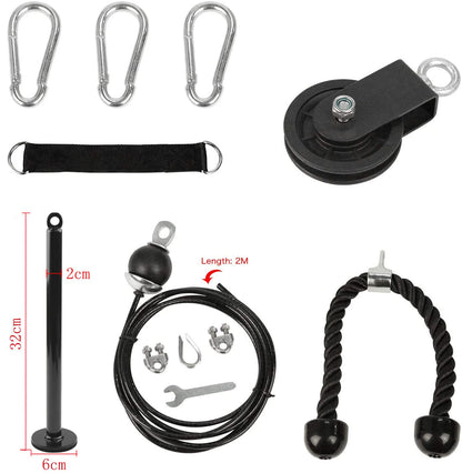 LFJ Lat Pull Fitness, Cable Pull Pulley Fitness Forearm Trainer Arm Strength Training Triceps Weight Fitness Equipment Trainer Home Gym DIY Pulley System