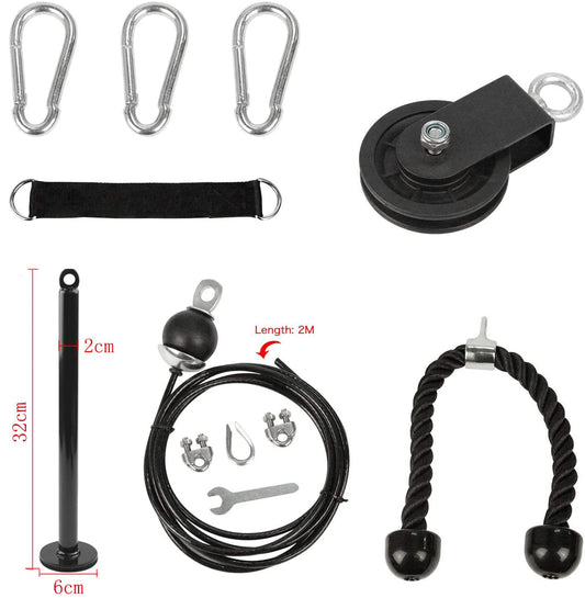 LFJ Lat Pull Fitness, Cable Pull Pulley Fitness Forearm Trainer Arm Strength Training Triceps Weight Fitness Equipment Trainer Home Gym DIY Pulley System