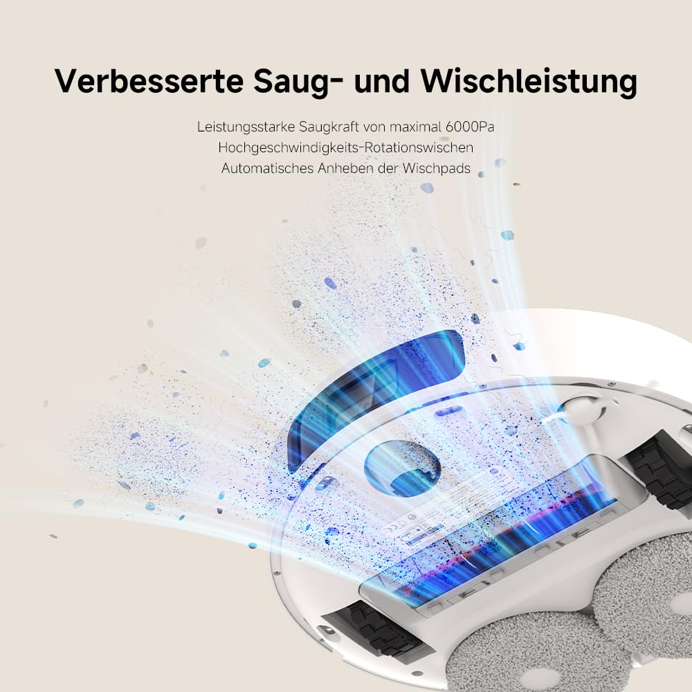 Xiaomi Robot Vacuum X20+ robot vacuum with self-emptying station and 4L/4L fresh & wastewater tank - 2 rotating, auto-drying mop pads, mop up to 280m², 6000Pa suction power, LDS navigation, suitable for all floor types.