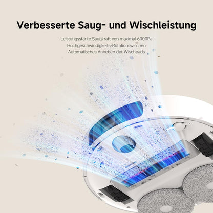 Xiaomi Robot Vacuum X20+ robot vacuum with self-emptying station and 4L/4L fresh & wastewater tank - 2 rotating, auto-drying mop pads, mop up to 280m², 6000Pa suction power, LDS navigation, suitable for all floor types.