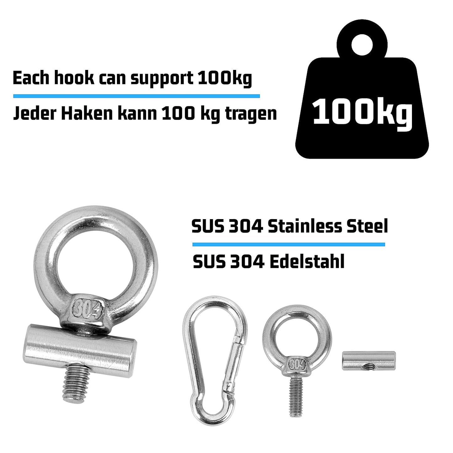 Homgaty keder rail hooks, 8 set 6mm stainless steel awning hooks keder stopper with carabiner, awning hook keder rail accessory for caravan, motorhome, trailer, campervan, boat, camping tent.
