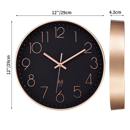 VIVILINEN Silent Wall Clock Modern Atomic Clock Non-Ticking Decorative Clock for Living Room Bedroom Office Kitchen 30x30cm/12 inches
