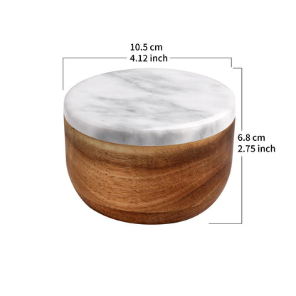 Wooden Salt Box Spice Jar Spice Container Solid Natural Acacia Bottom Marble Lid Elegant Design Decorative Boxes