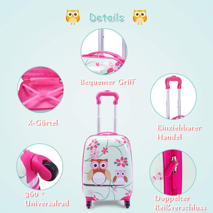 RELAX4LIFE Kids Suitcase with Wheels, 2 Piece Kids Luggage Set, Suitcase (16 inch) + Backpack (12 inch), Travel Suitcase for Kids, Kids Luggage, Travel Luggage, Kids Trolley, ABS Hard Shell Suitcase (Model 3)