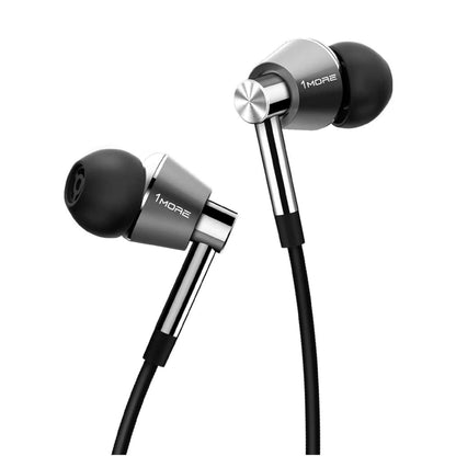 1MORE Triple-Driver Headphones, Wired In-Ear Hi-Fi Earphones with High Resolution, Audio Stereo Bass, MEMS Microphone, In-Line Remote Control High-Fidelity for Smartphones/PC/Tablet - Silver
