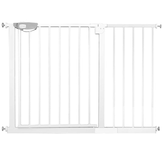 HENGMEI stair safety gate door guardrail stair gate without drilling door gate baby safety gate 105-115cm closes automatically metal gate door for child safety, white