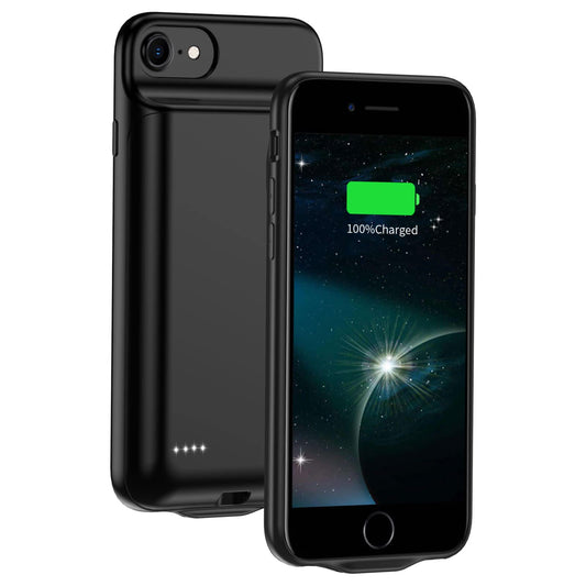 JUBOTY 6800mAh battery case for iPhone 6/6S/7/8/SE 2020/SE 2022, high capacity, portable charging case, extended battery, rechargeable phone battery charger, 4.7 inches (black)