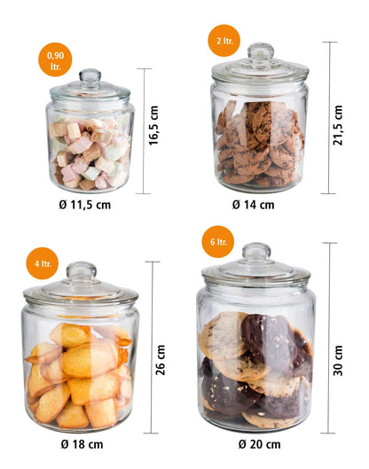 APS storage jar "Classic" - High-quality glass container for storage with a capacity of 6.0 liters - Your products stay fresh with the glass lid with seal, storage container