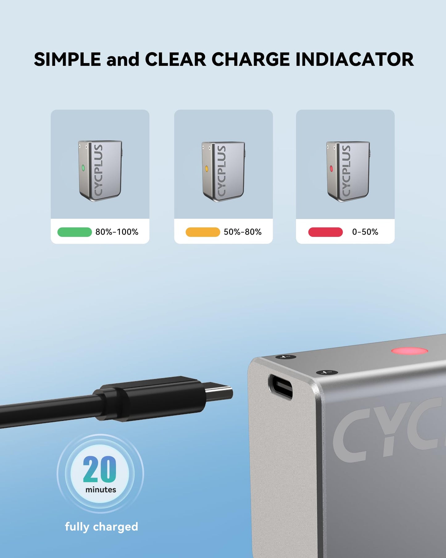 CYCPLUS Tiny E-Pump Bike Pump, Portable, Ultra-small 100PSI electric bike pump Type-C rechargeable with 300mAh battery Mini pumps (Silver)