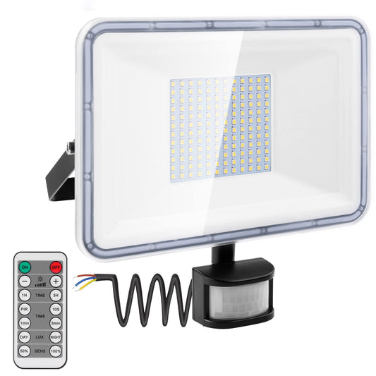100 watt LED spotlight outdoor light with motion sensor 8000LM 6000K-6500K spotlight white floodlight dimmable outdoor spotlight with remote control IP67 waterproof floodlight for garden garage