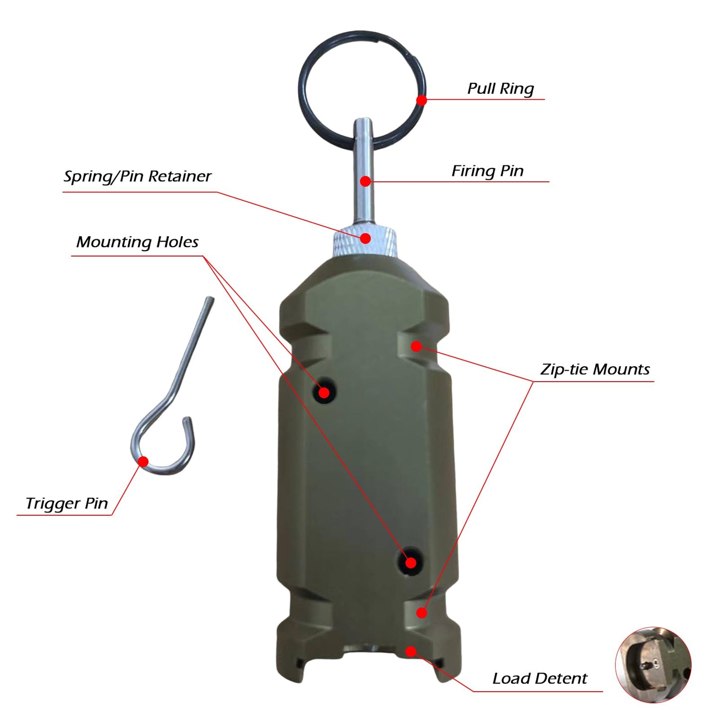 Perimeter Trip Alarm, Perimeter Trip Alarm 12 Gauge tripwire alarm device for buildings yards camping gear Green