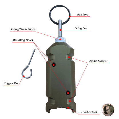Perimeter Trip Alarm, Perimeter Trip Alarm 12 Gauge tripwire alarm device for buildings yards camping gear Green