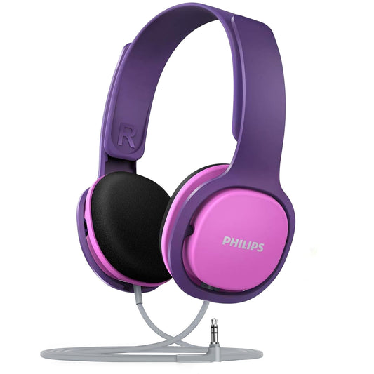 Philips SHK2000PK/00 Over Ear Kids Headphones, Colorful LED lights, 85dB volume limit, Noise-isolating, with soft ear cushions, Ergonomic headband (Pink)
