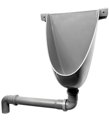 Agande Urinal Urinal basin Pissoir wall urinal plastic PVC, simple and waterless with drainage pipe and 2 stainless steel screws for camping garden basement construction site toilet, Made in Europe