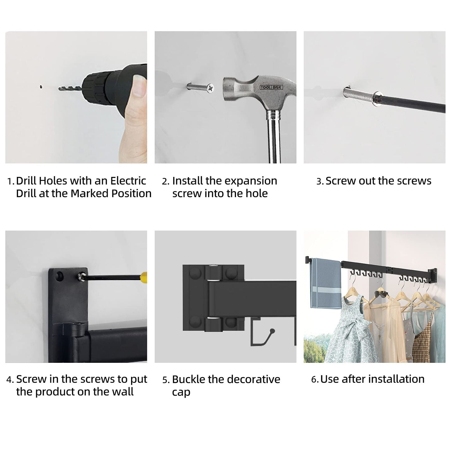 Kelisiting retractable clothes drying rack, 2-folded, white, space-saving, foldable, durable, for laundry, balcony, bathroom, patio, dorm, apartment.