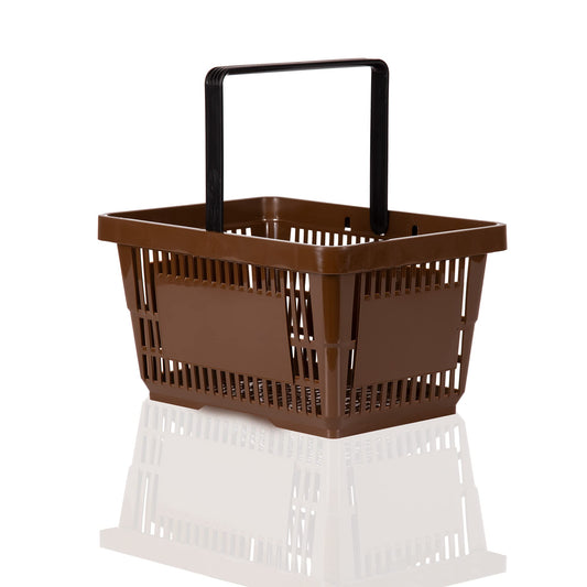 10x Shopping Basket 22l with 1 handle Plastic Basket Baskets stackable | Basket sturdy | Plastic Basket food-safe | Shopping Basket | Hand Basket holds up to 30kg (Brown)