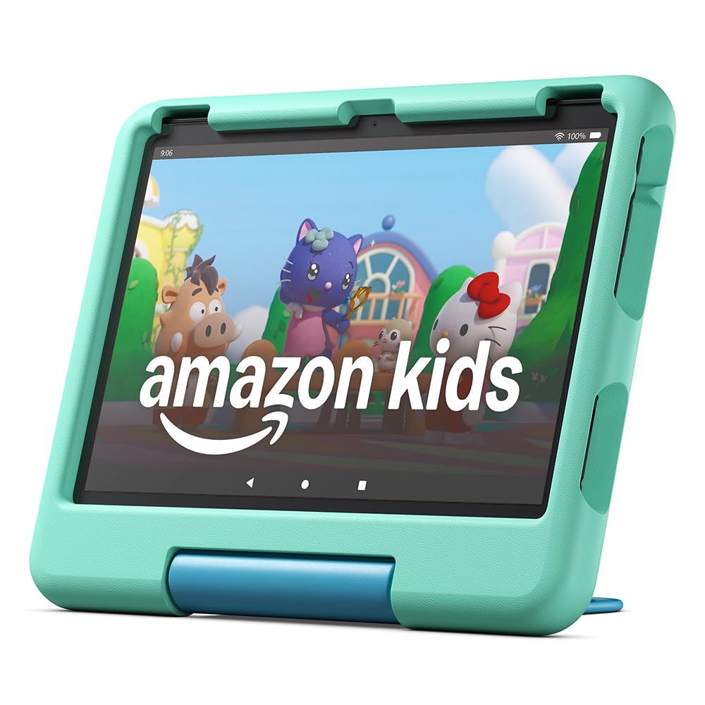 Fire HD 10 Kids Tablet (Latest Generation), for preschool-age children | With brilliant 10-inch display, parental controls, and 2-year worry-free guarantee | 2023 version, 32GB, green