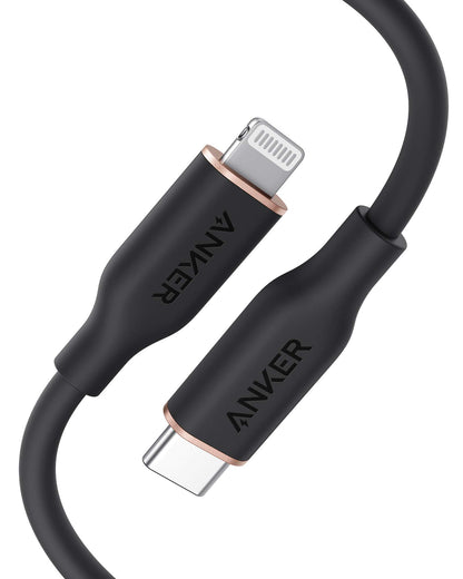 Anchor Powerline III Flow, USB C Lightning Cable, 90cm USB C to Lightning Cable compatible with iPhone 14/13/12/11 Series, AirPods Pro, MFi Certified, Silica gel (in Midnight Black)