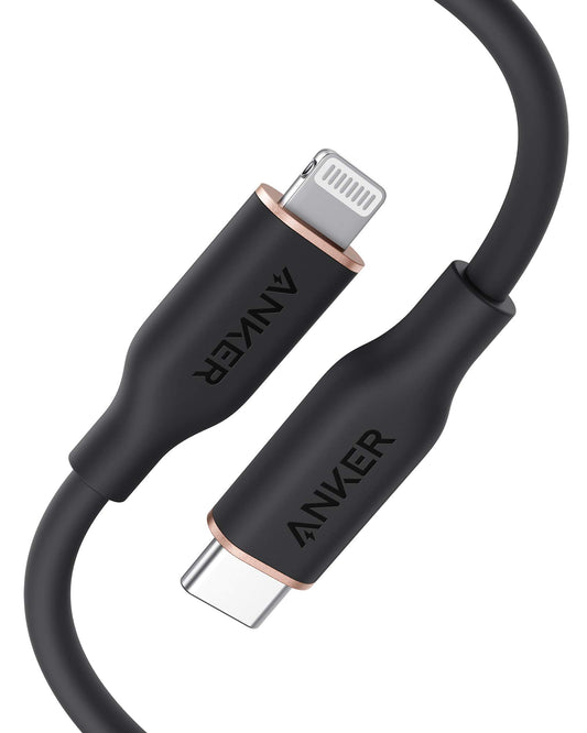Anchor Powerline III Flow, USB C Lightning Cable, 90cm USB C to Lightning Cable compatible with iPhone 14/13/12/11 Series, AirPods Pro, MFi Certified, Silica gel (in Midnight Black)