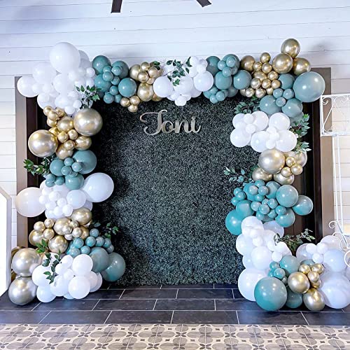 Green Balloon Garland, 112 pcs Dark Green Balloon Garland, Balloons Birthday Wedding, Green Gold White Balloons, Green Balloons Set for Wedding Baby Shower Baby Party Bridal Party Birthday Decoration