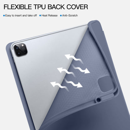 Vobafe case compatible with iPad Pro 12.9 6/5/4/3 generation, TPU flexible back with pencil holder for iPad Pro 12.9 2022/2021/2020/2018, supports Pencil 2 charging, blue gray.