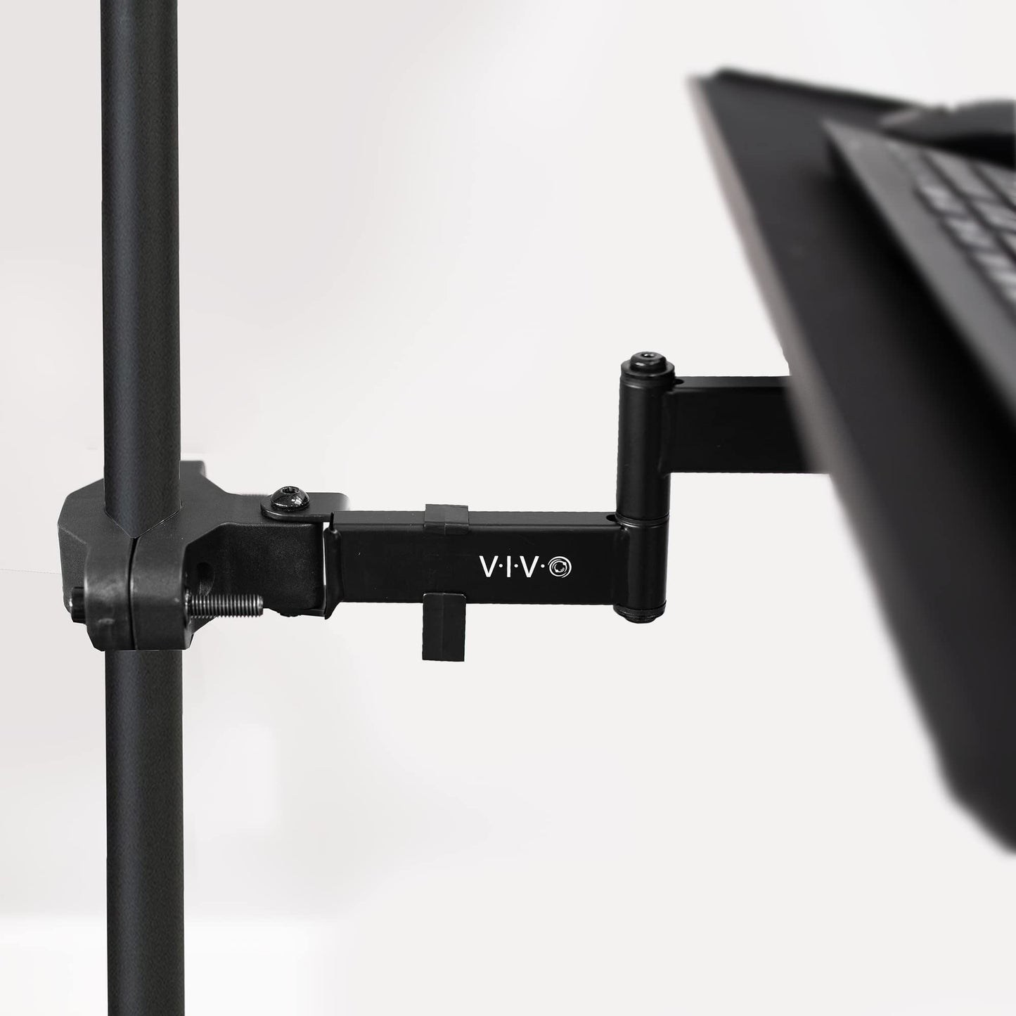 VIVO Universal Keyboard and Mouse Tray with Pole Mount, 66cm, 360-degree rotation, neutral typing position, black, Mount-POLEKB