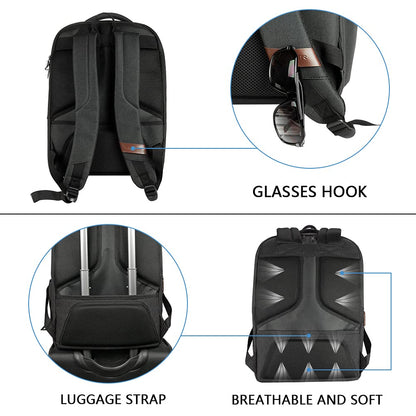 KROSER Laptop Backpack 17.3 Inch Carry-on Daypack Water-Resistant Multifunctional Laptop Bag for Business/Travel/Women/Men-Black