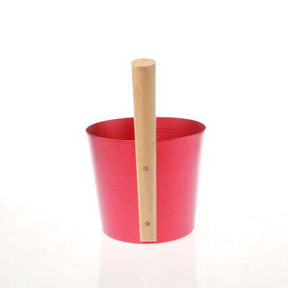 SULENO - Sauna Set ANEA Infusion Bucket 5 liters Ladle Sauna Bucket Bucket Ladle (red metallic)