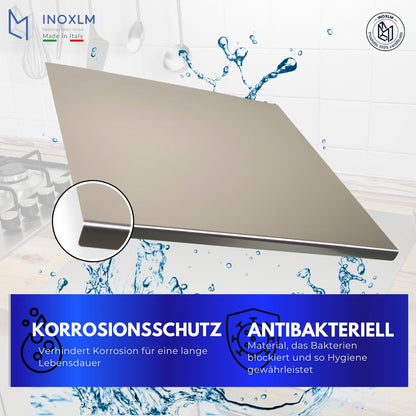 INOXLM stainless steel cutting board for kneading, stainless steel countertop available in various sizes, for kitchen, bar, restaurants, stainless steel kneading board with cutting board stand.