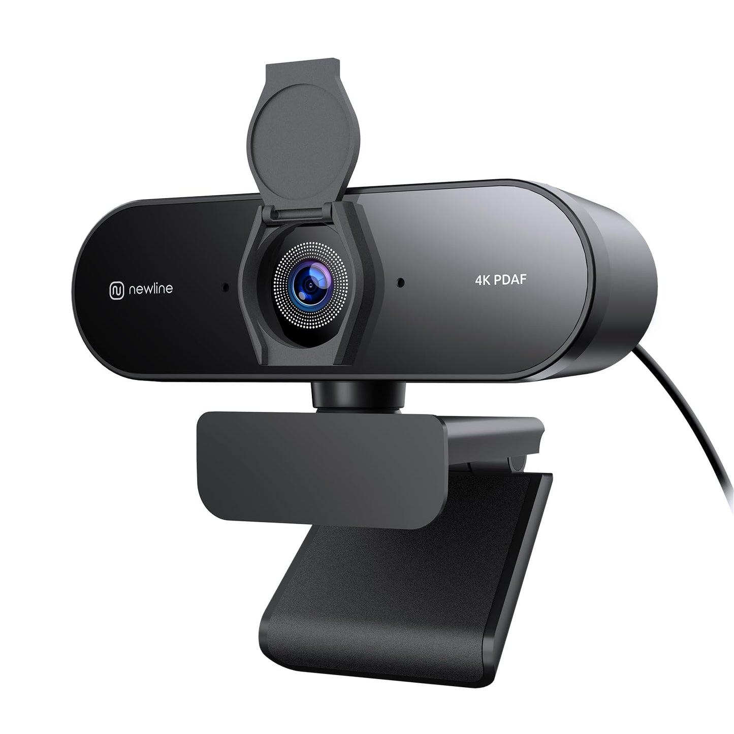 N newline 4k webcam with 2 microphones, 12 megapixels, instant dual PDAF/CDAF autofocus, 1080p@60FPS, clear stereo sound, automatic light correction, USB PC camera for Windows MacOS streaming.