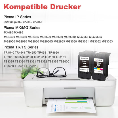 ANKINK PG-545XL CL-546XL PG 545 CL 546 XL Compatible for Canon printer cartridge 545XL 546XL Replacement for ink cartridge Pixma TR4650 TR4550 TR4551 TS3350 TS3450 MG2550s MG2950 MG2500 MX495 (Black, Color)