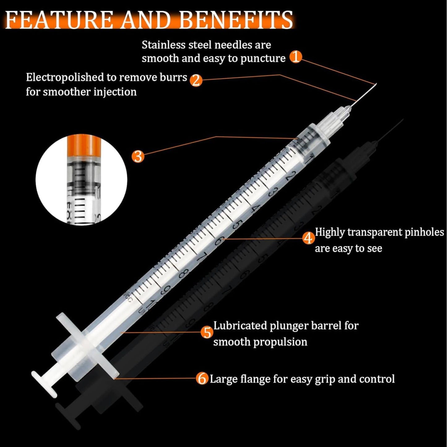 40 piece 1ml plastic tube syringes, multipurpose measuring tools, liquid measuring syringe with graduations, individually packed, for printing ink, liquid separation, dosage, pet.