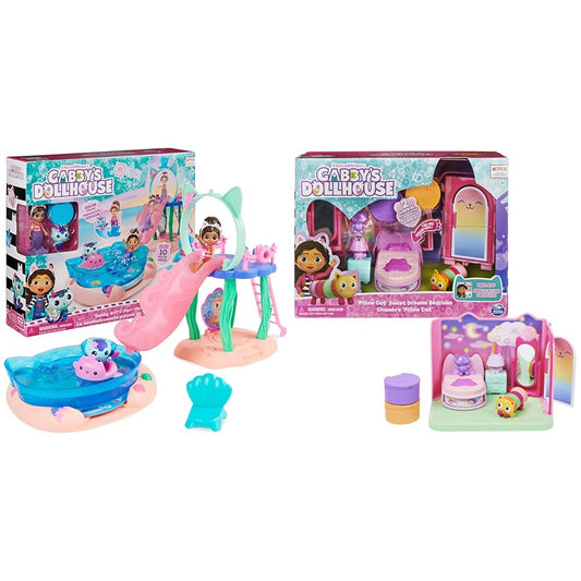 Gabby's Dollhouse, Purrific Pool Party Playset with Gabby and Kitty Fairy Figure & Deluxe Room, Sweet Dreams, Cozy Bedroom with Cuddle Cat